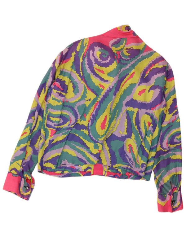 Bluză pentru femei VINTAGE cămașă cu cravată în față UK 14 mare, multicoloră, cachetele