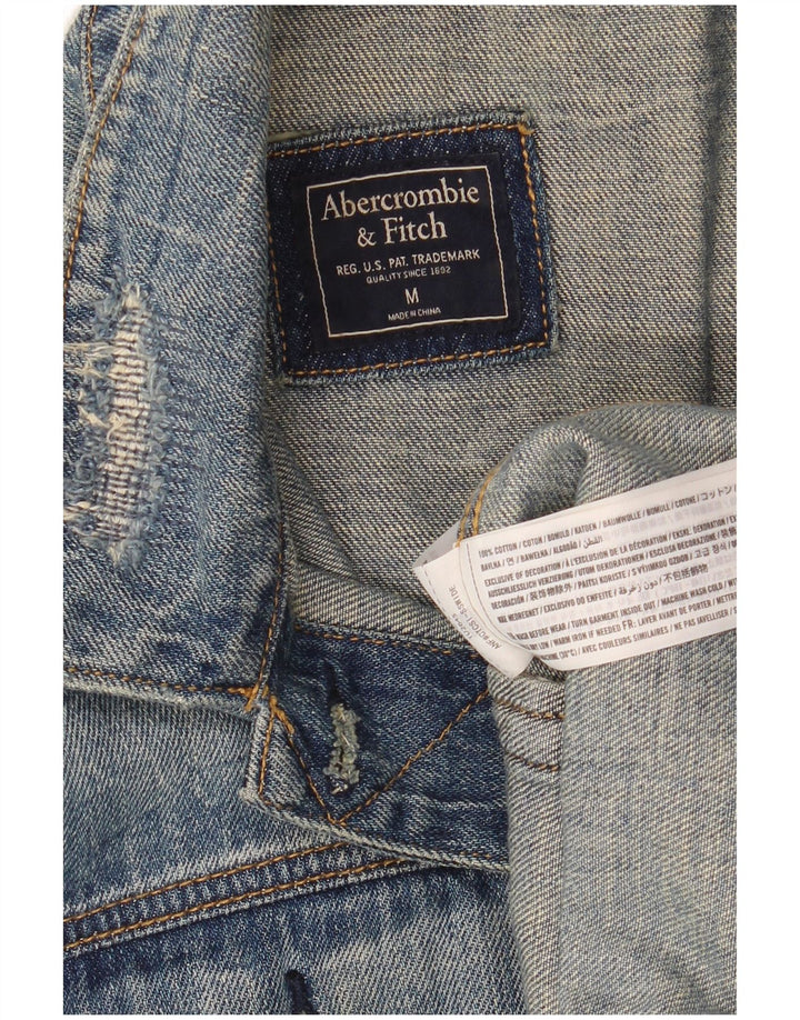 ABERCROMBIE & FITCH Jachetă de blugi supradimensionată pentru femei UK 14, bumbac albastru mediu