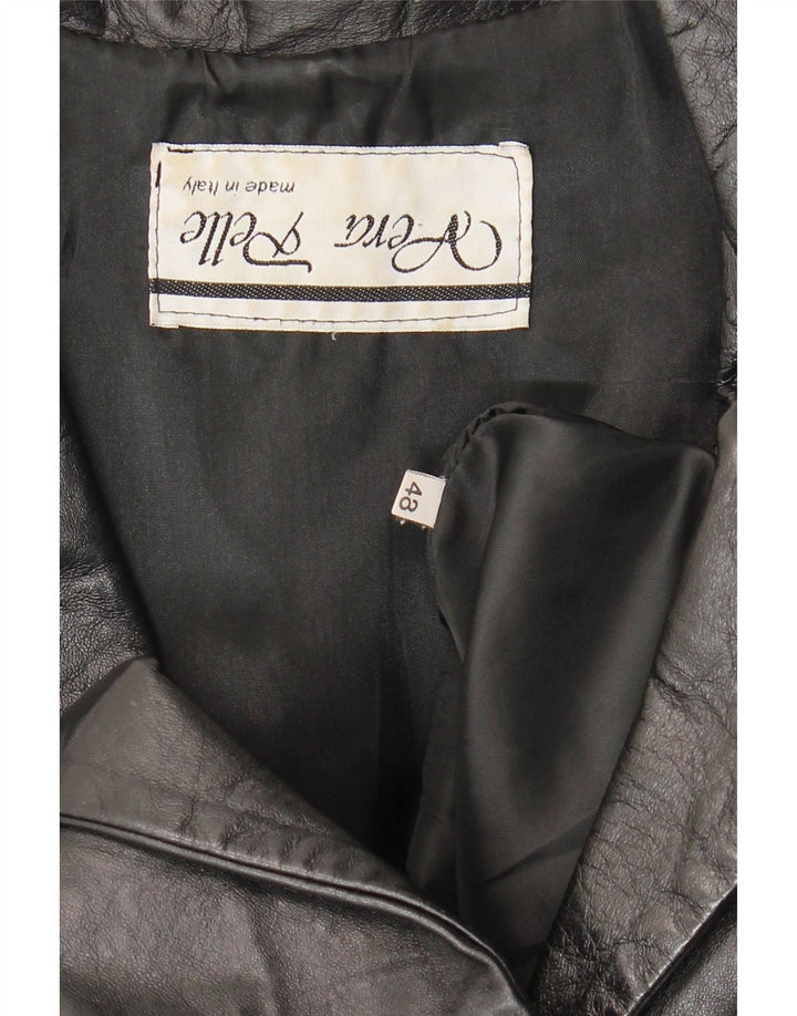 Jachetă vintage din piele cu 1 nasture pentru femei IT 48 XL din piele neagră