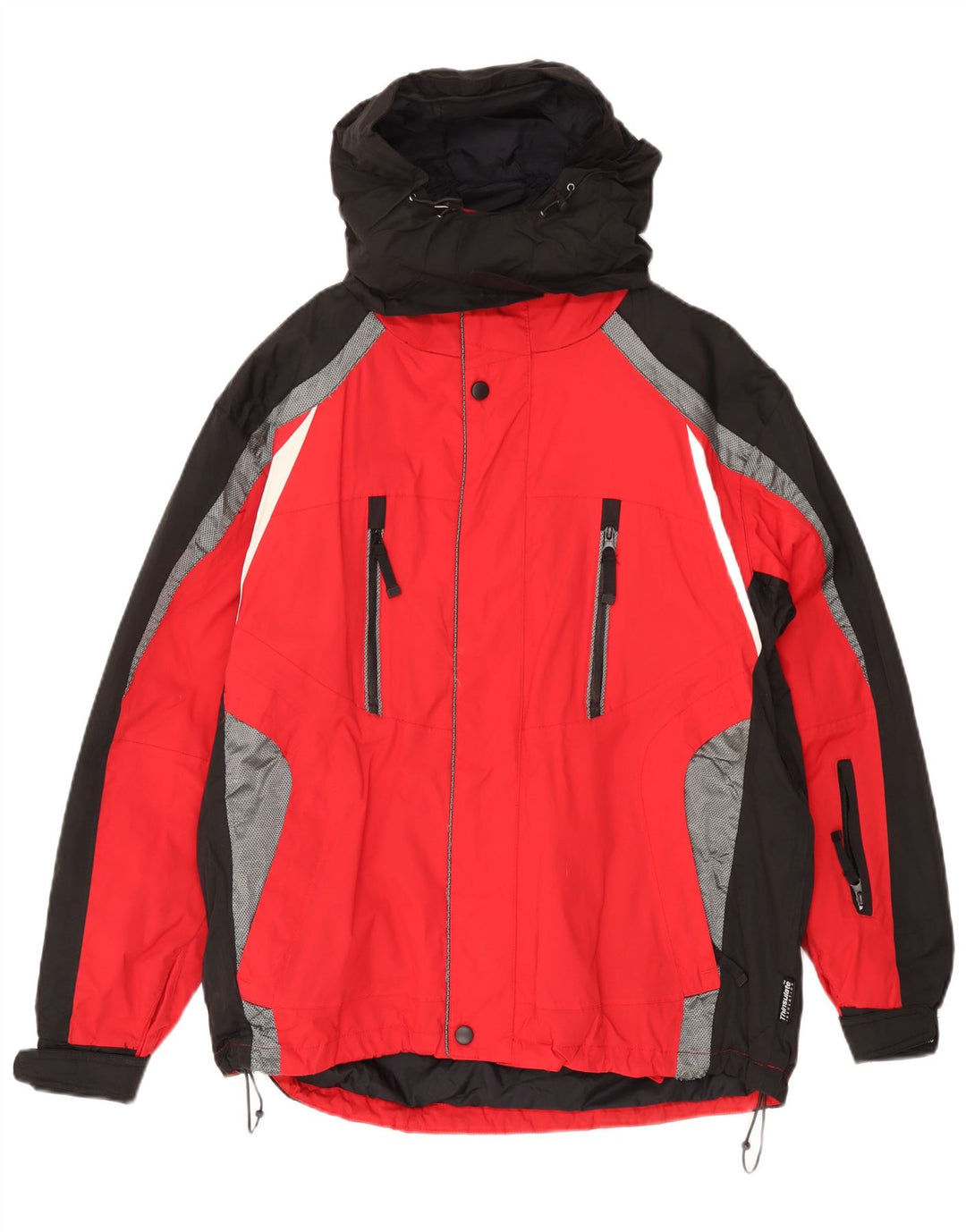 Jachetă de schi pentru bărbați VINTAGE cu glugă UK 38 Medium Red Colorblock Poliamidă