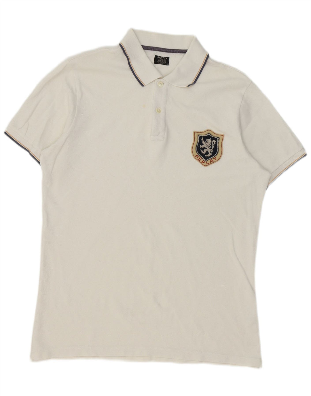 Tricou polo pentru bărbați Replay, XL, alb, din bumbac, clasic