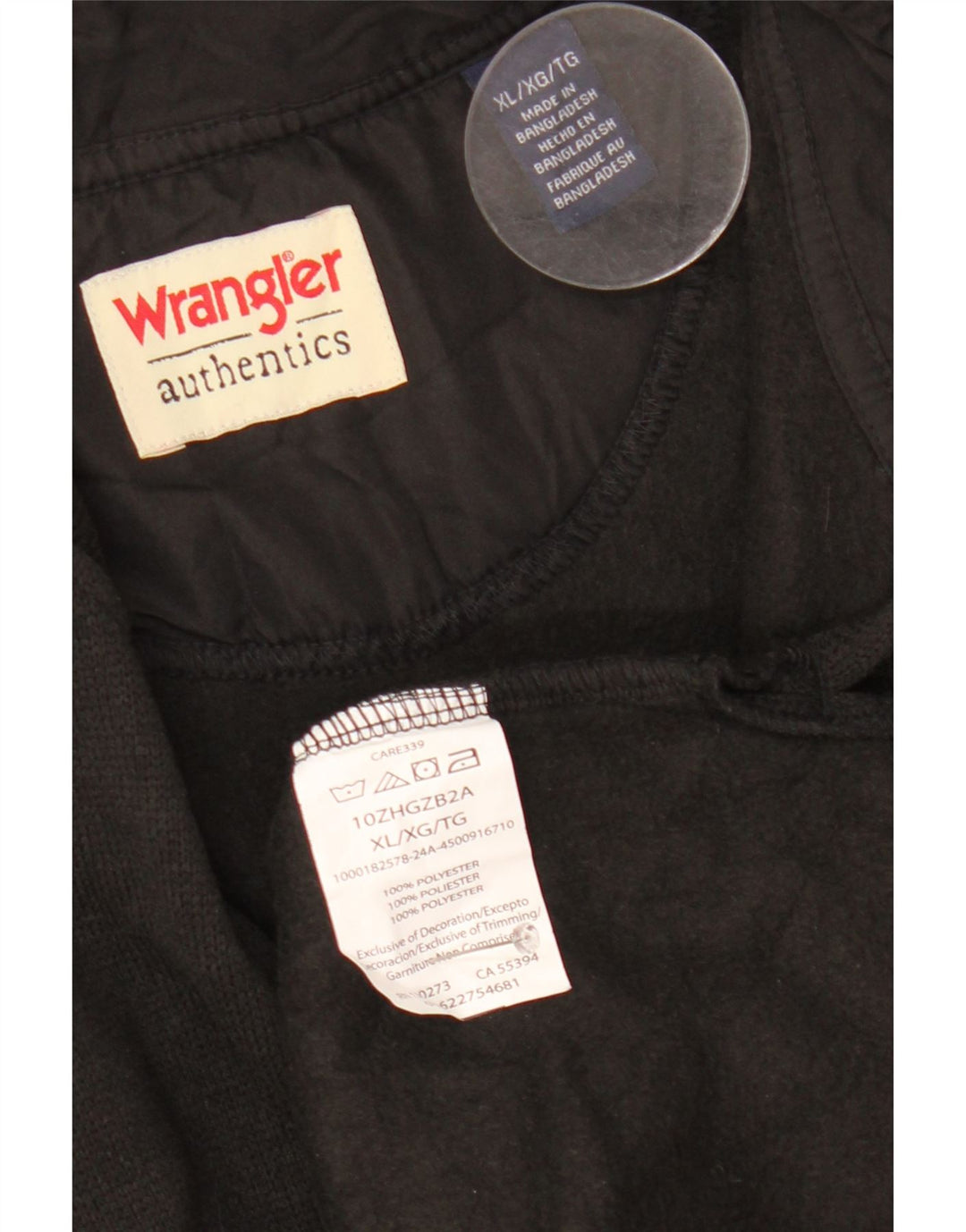 Hanorac pentru bărbați Wrangler, cu fermoar, XL, poliester, negru