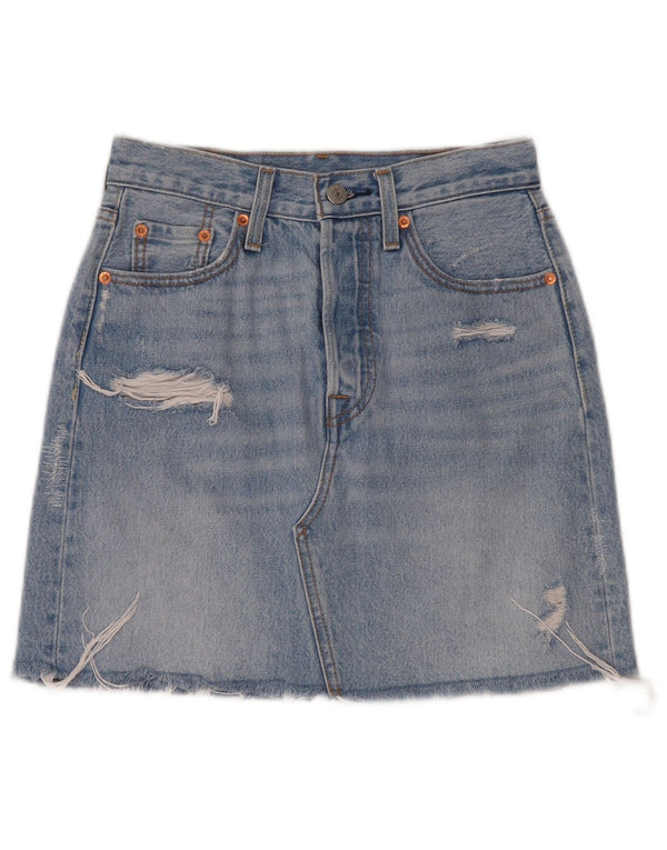 LEVI'S Fusta Denim Distressed W25 XS Bumbac Albastru