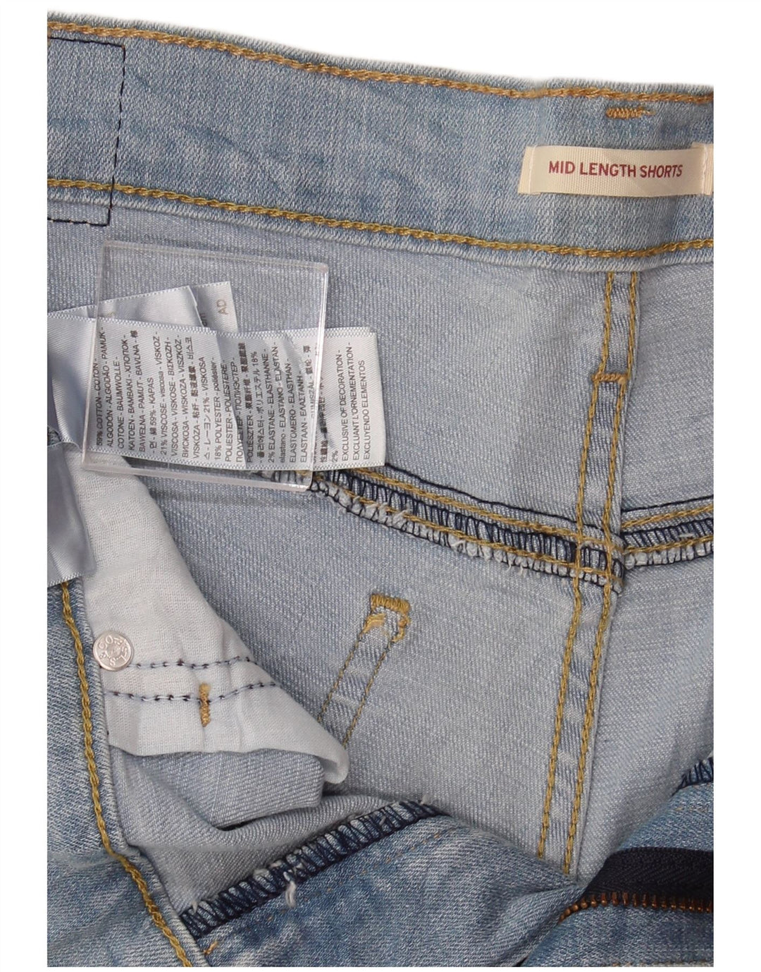 Pantaloni scurți din denim cu talie medie LEVI'S W31, bumbac albastru mediu