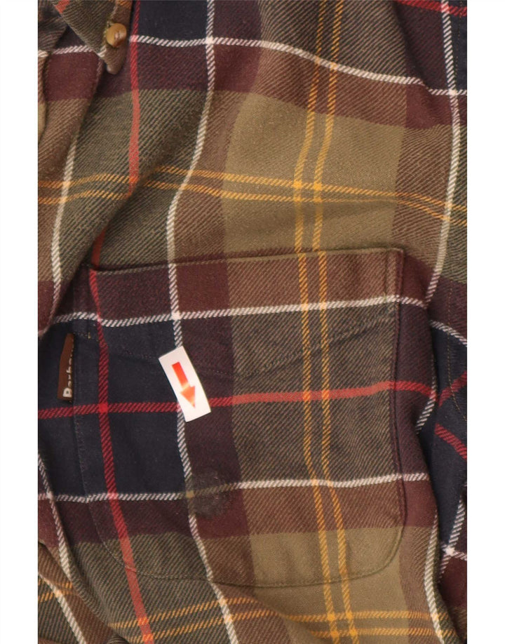 Cămașă de flanel pentru bărbați Barbour, bumbac carouri verde mediu