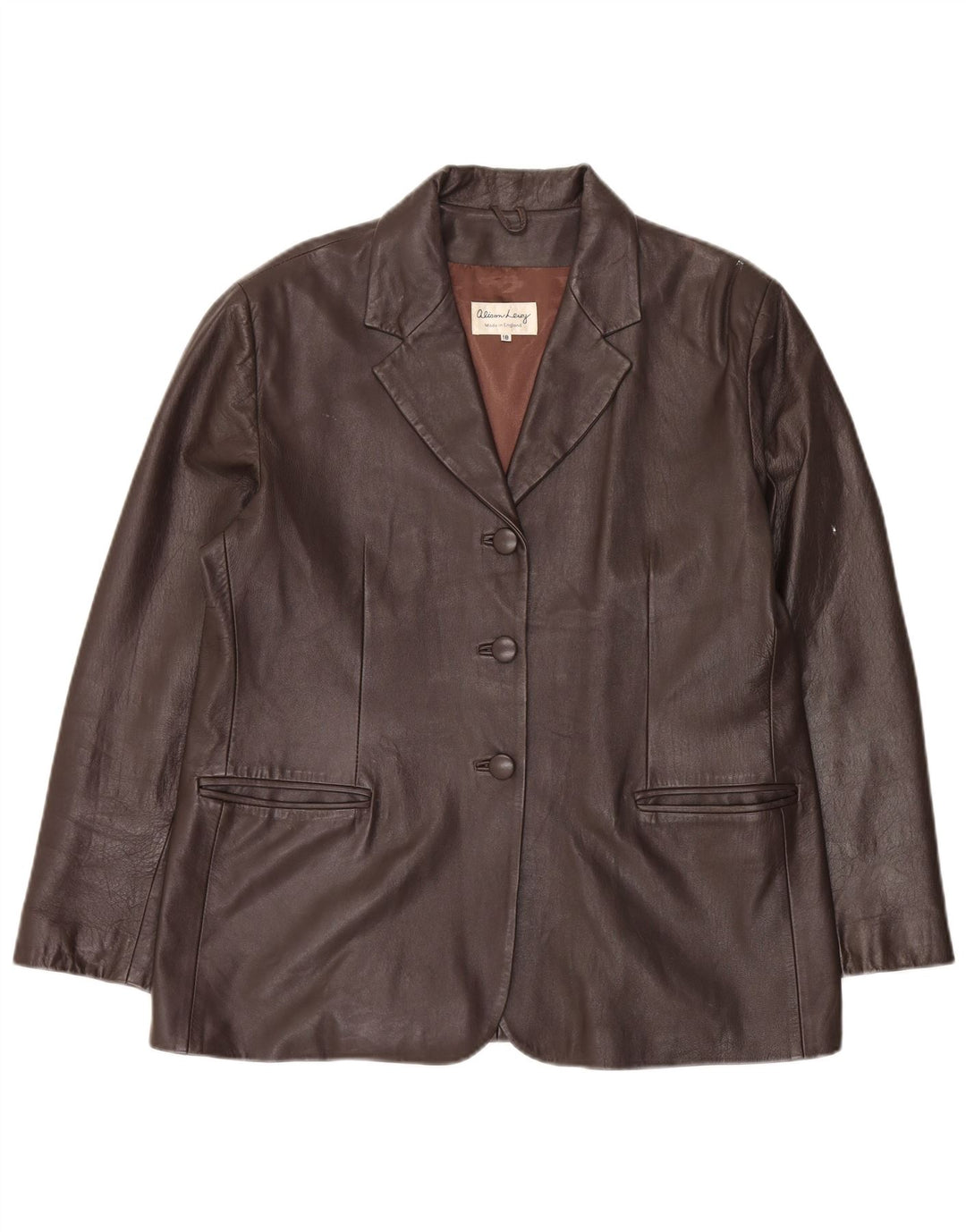 Jachetă vintage din piele cu 3 nasturi pentru femei UK 18 XL din piele maro