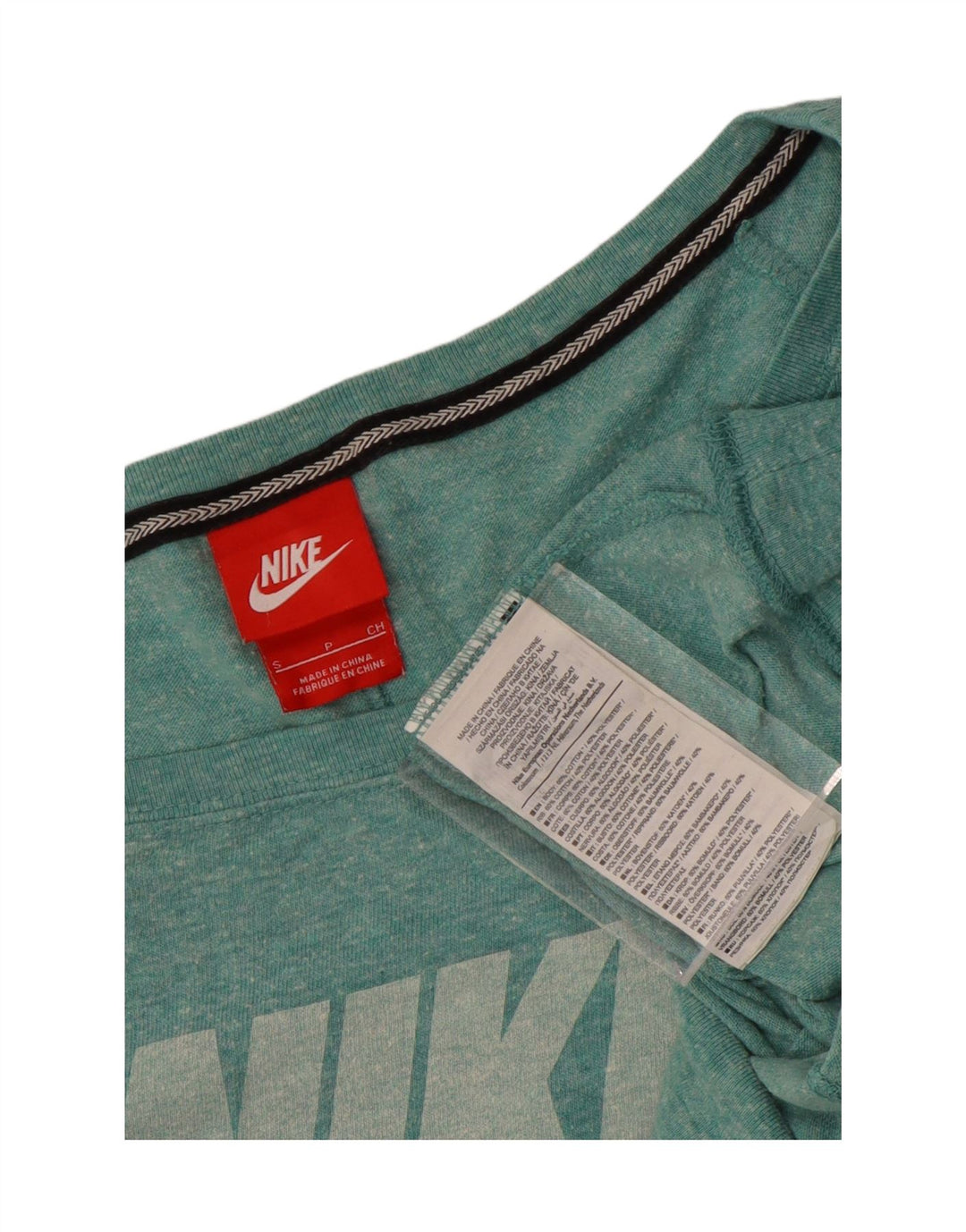 Top cu grafic cu umăr deschis Nike pentru femei cu mânecă lungă UK 10 mic turcoaz