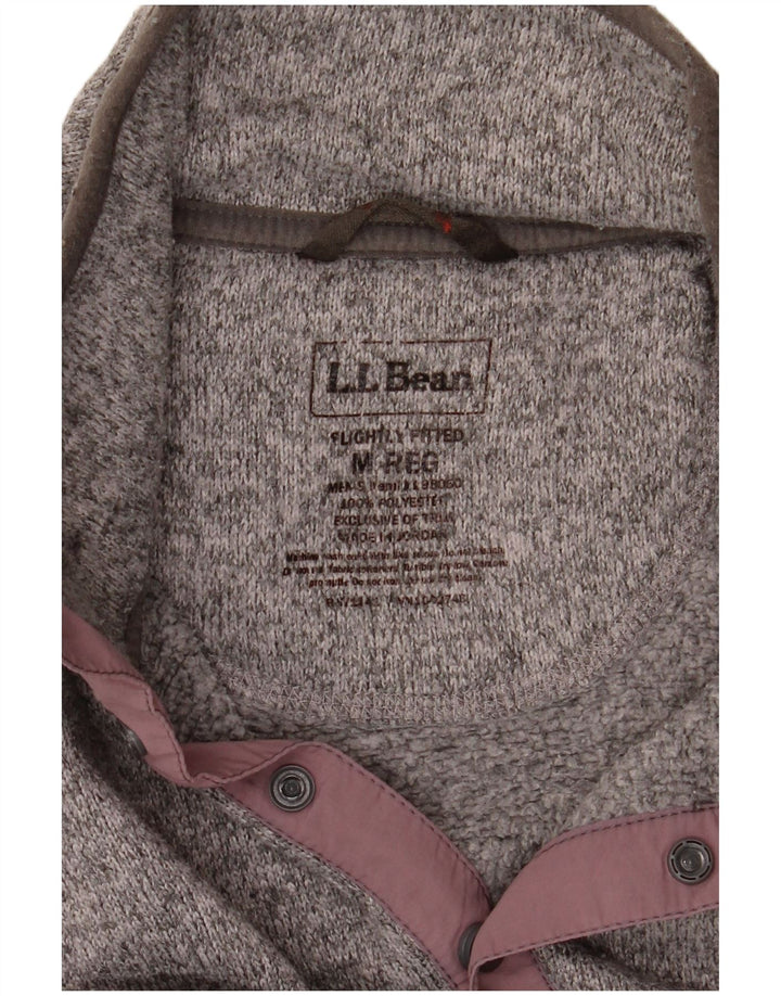 Pulover pentru bărbați L.L.Bean, cu gât, cu nasturi, poliester cu pete, gri mediu