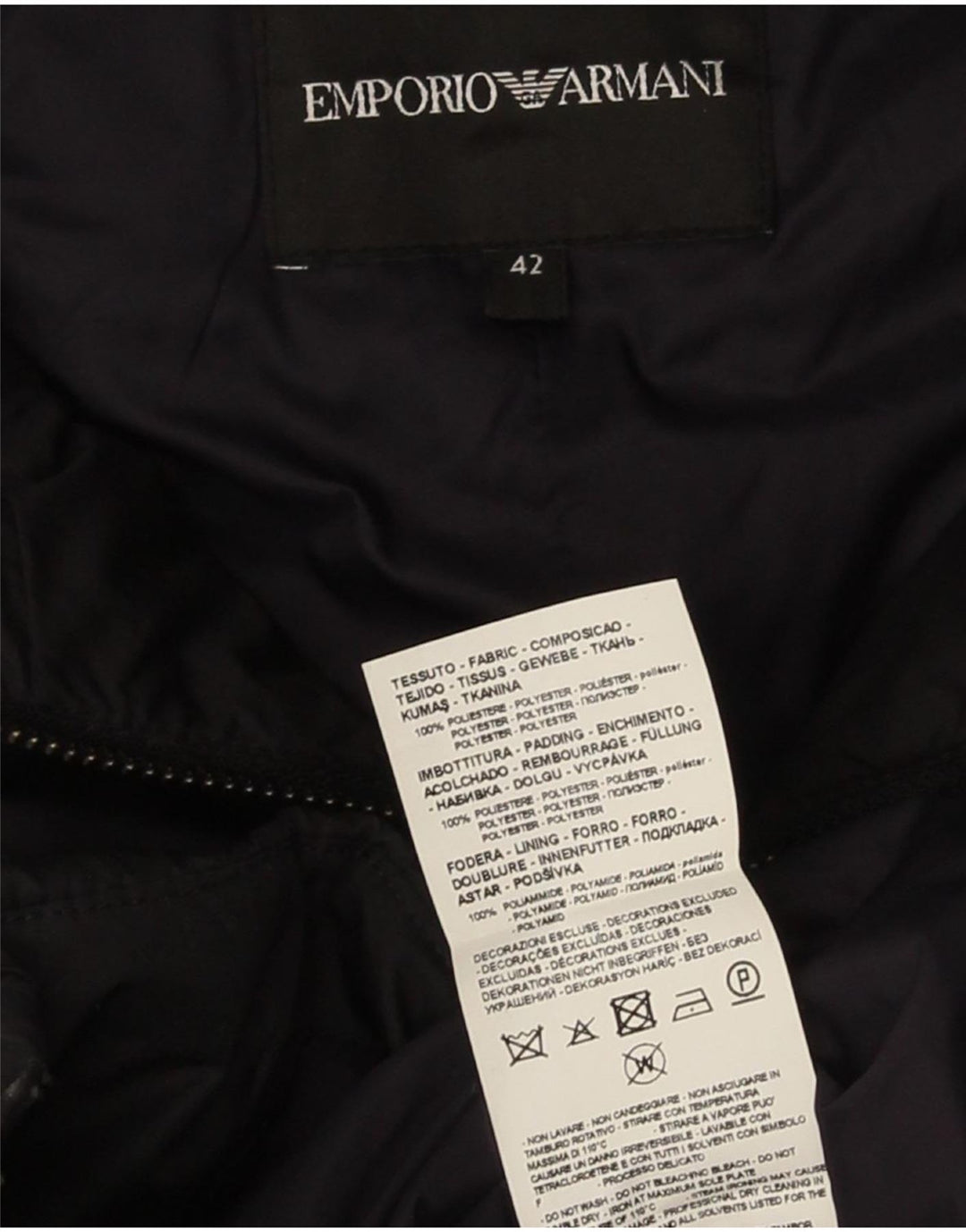 Palton căptușit pentru femei Emporio Armani IT 42 Poliester mediu negru