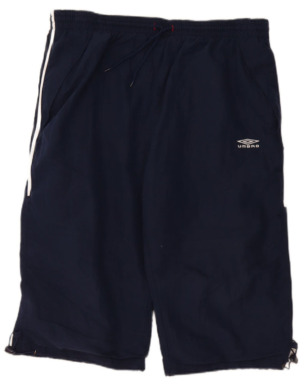 Pantaloni scurti sport Umbro pentru femei, cu grafică, UK 16, mari, albastru, poliester