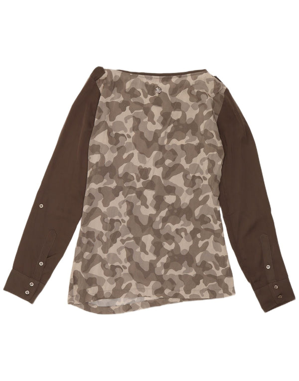 Bluză cu mânecă lungă pentru femei Trussardi Jeans Top UK 10 Camuflaj gri mic
