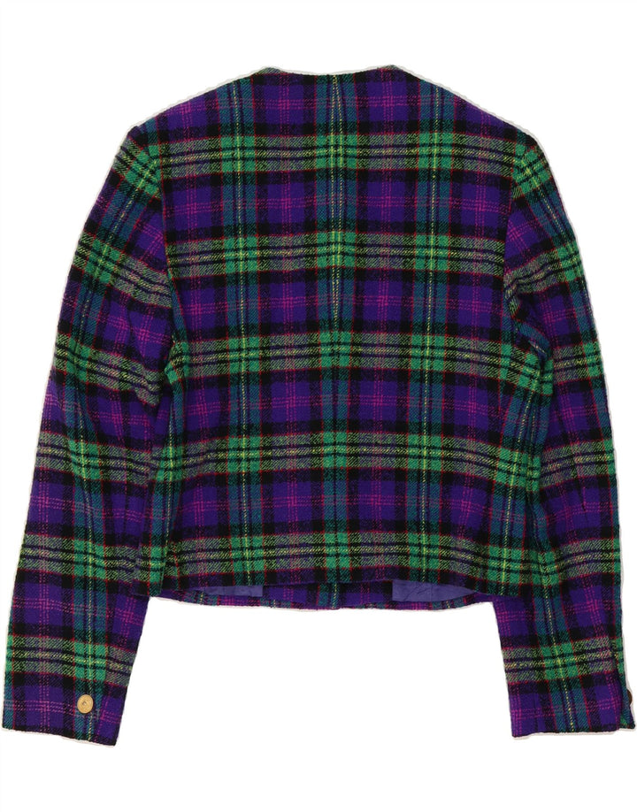 BETTY BARCLAY Womens Crop 5 Button Blazer Jacket UK 12 Medium Purple Check Vintage Betty Barclay and Second-Hand Betty Barclay from Messina Hembry 