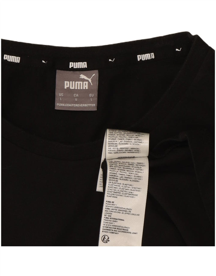 PUMA Mens T-Shirt Top Large Black Cotton