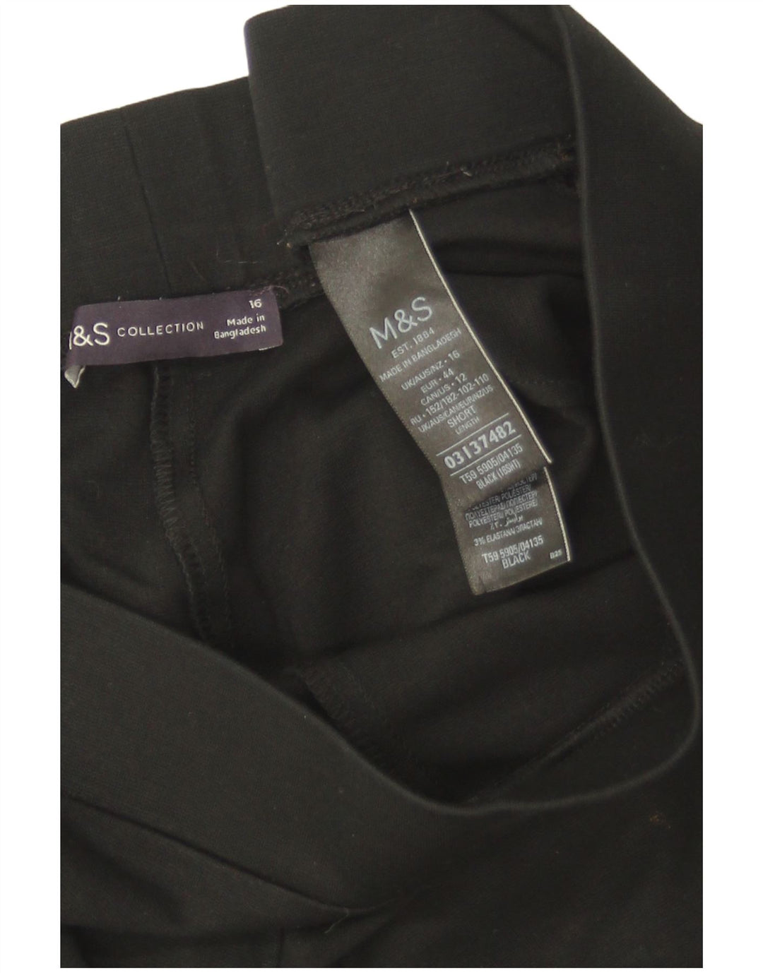 Leggings crop pentru femei Marks & Spencer UK 16, mari, negru, viscoză