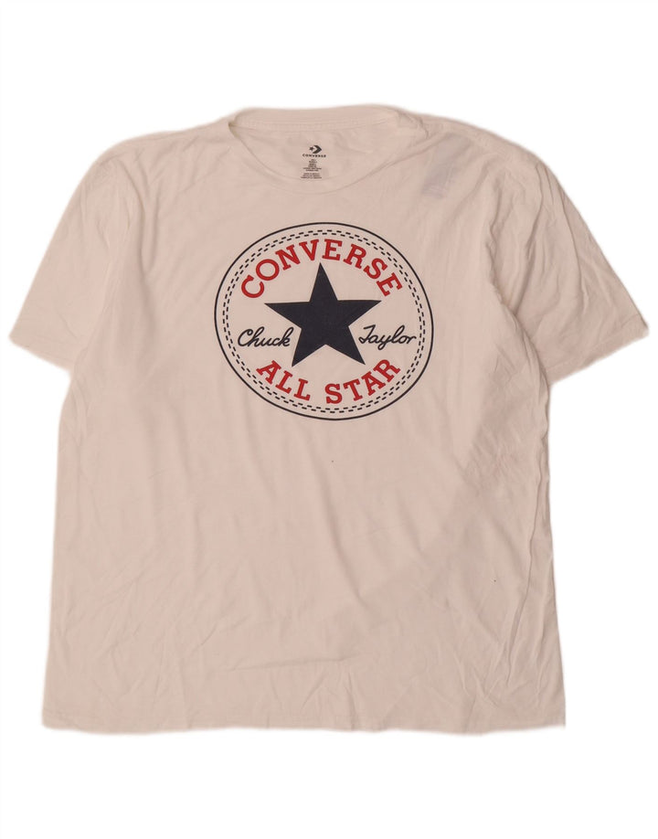 Tricou grafic Converse pentru bărbați Top mare din bumbac alb
