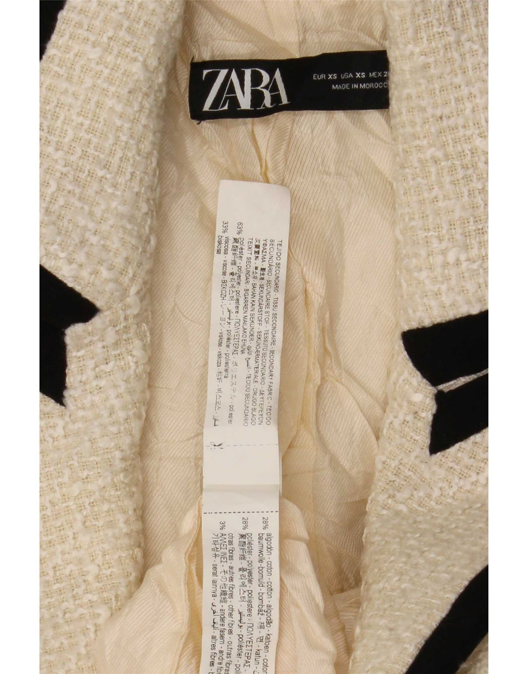 Jachetă Blazer pentru femei Zara, cu două piept, UK 6 XS Poliester alb