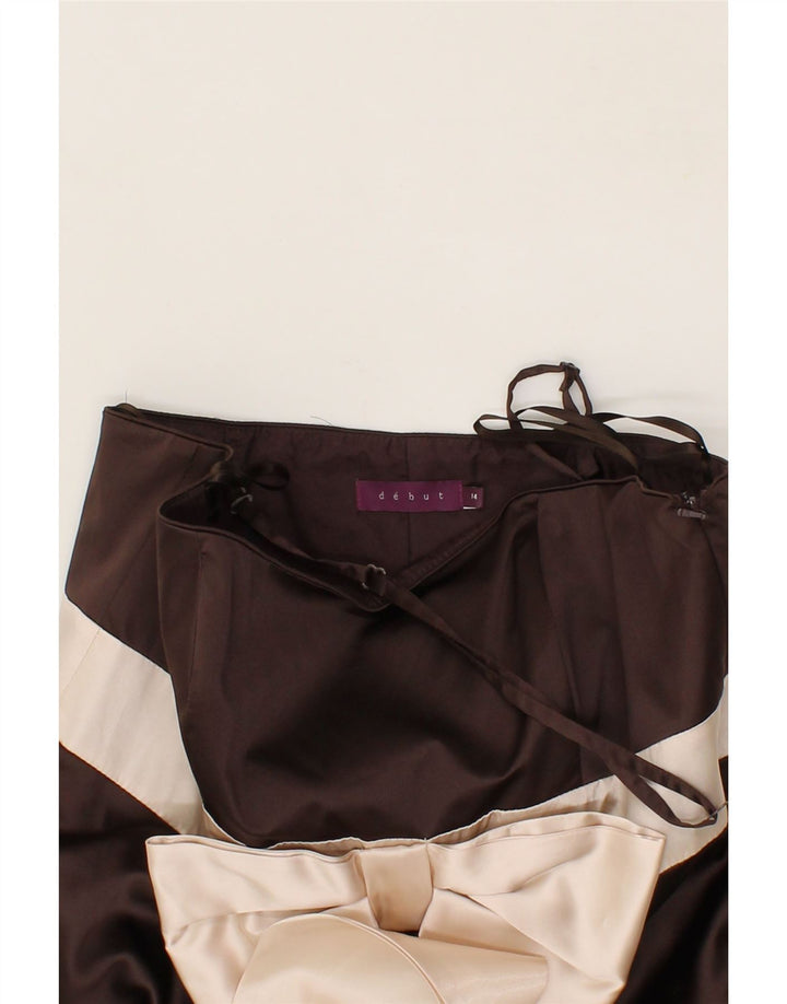 DEBUT Womens Slip Dress UK 14 Medium Brown Colourblock Polyester Vintage Debut and Second-Hand Debut from Messina Hembry 