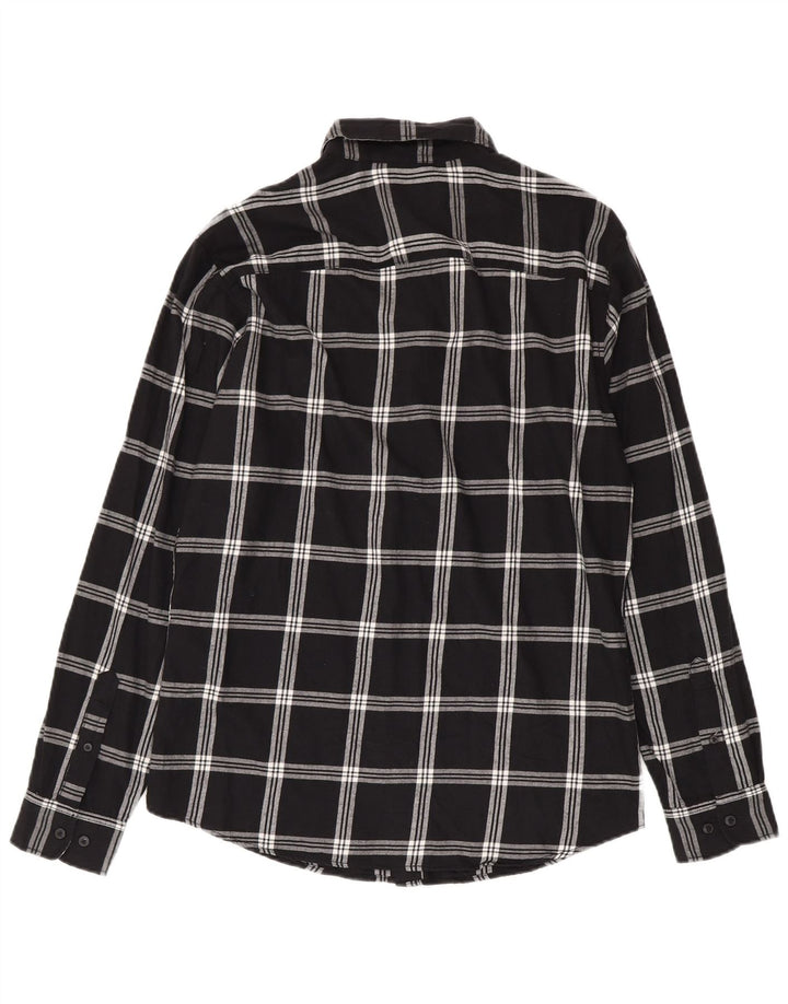 Cămașă de flanel Jack & Jones pentru bărbați, bumbac cu carouri mari, negru