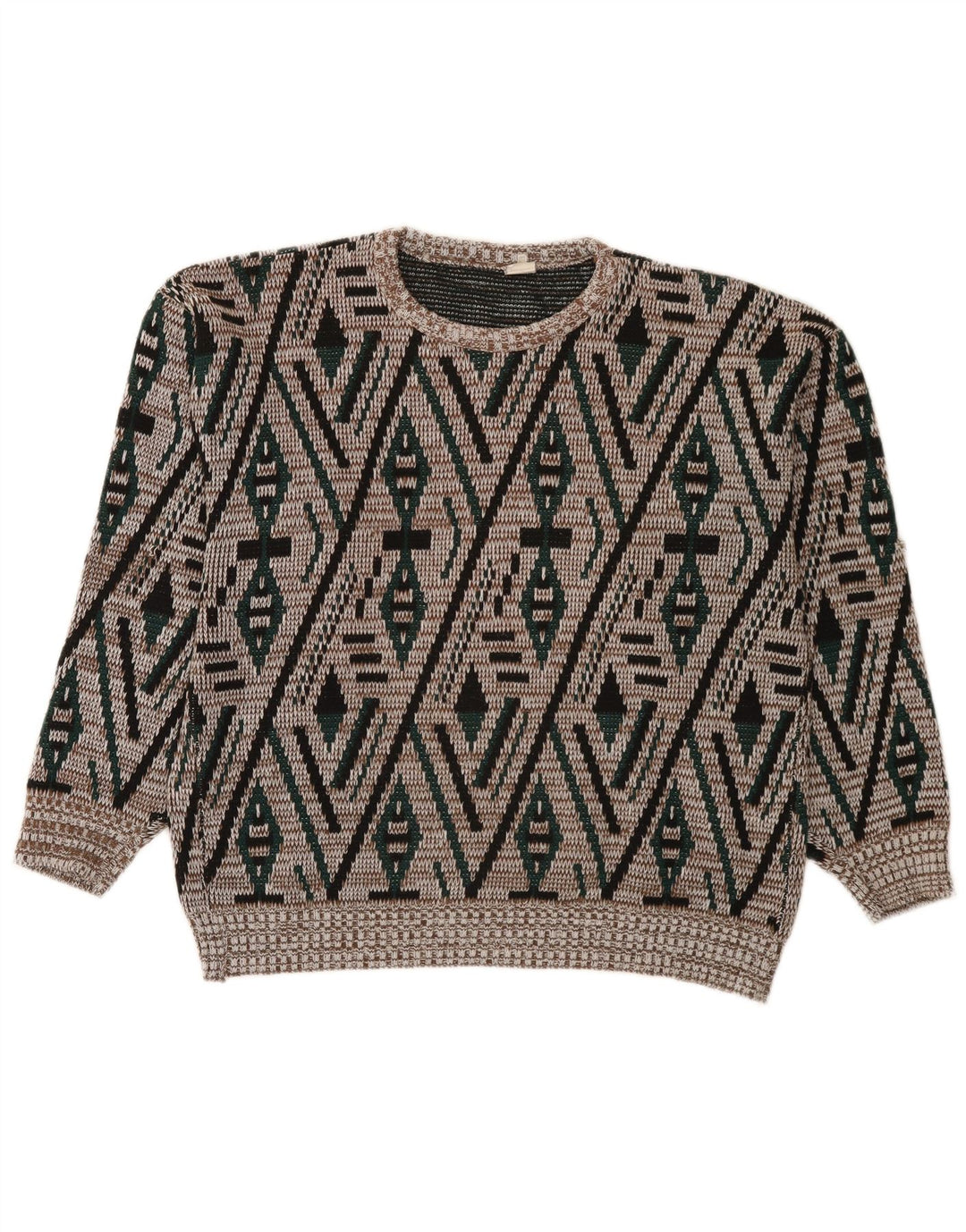 Pulover vintage pentru bărbați cu gât roșu IT 52 mare multicolor geometric