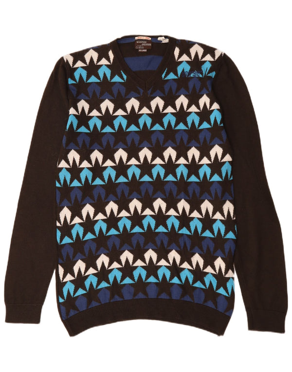 Pulover pentru bărbați Energie, cu model abstract, cu decolteu în V, 2XL, lână multicoloră