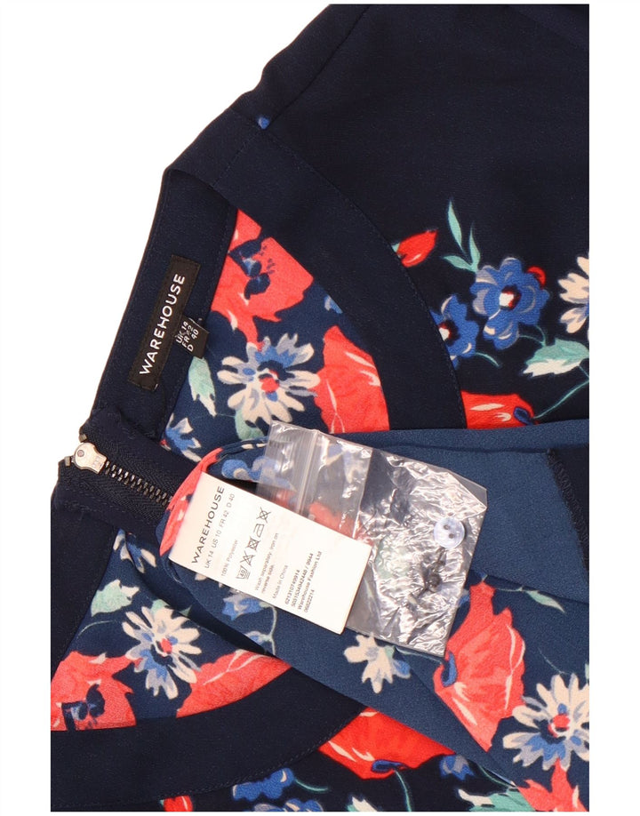 Rochie schimbătoare cu mânecă lungă pentru femei Warehouse UK 14 Medium Bleumarin Floral