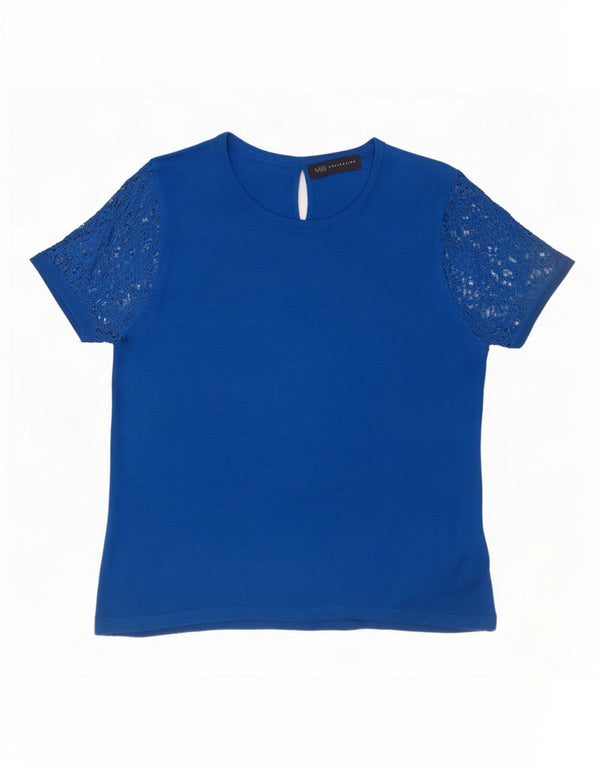 Bluză pentru femei Marks & Spencer UK 12 Medium Blue Floral Acrylic