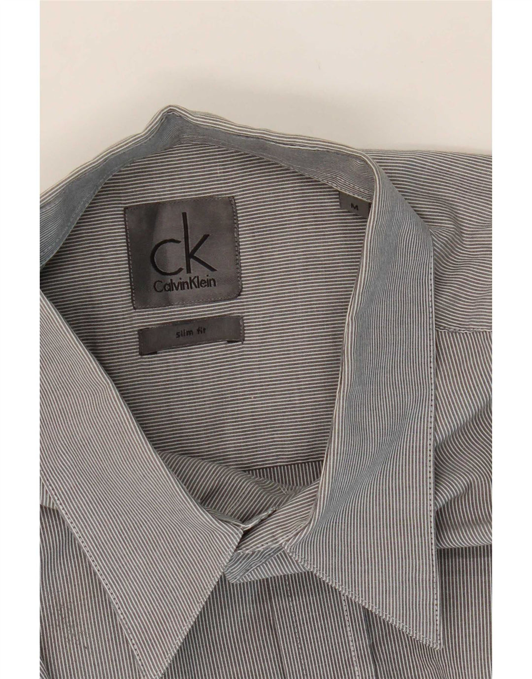 Cămașă pentru bărbați Calvin Klein Slim Fit, bumbac cu dungi gri mediu