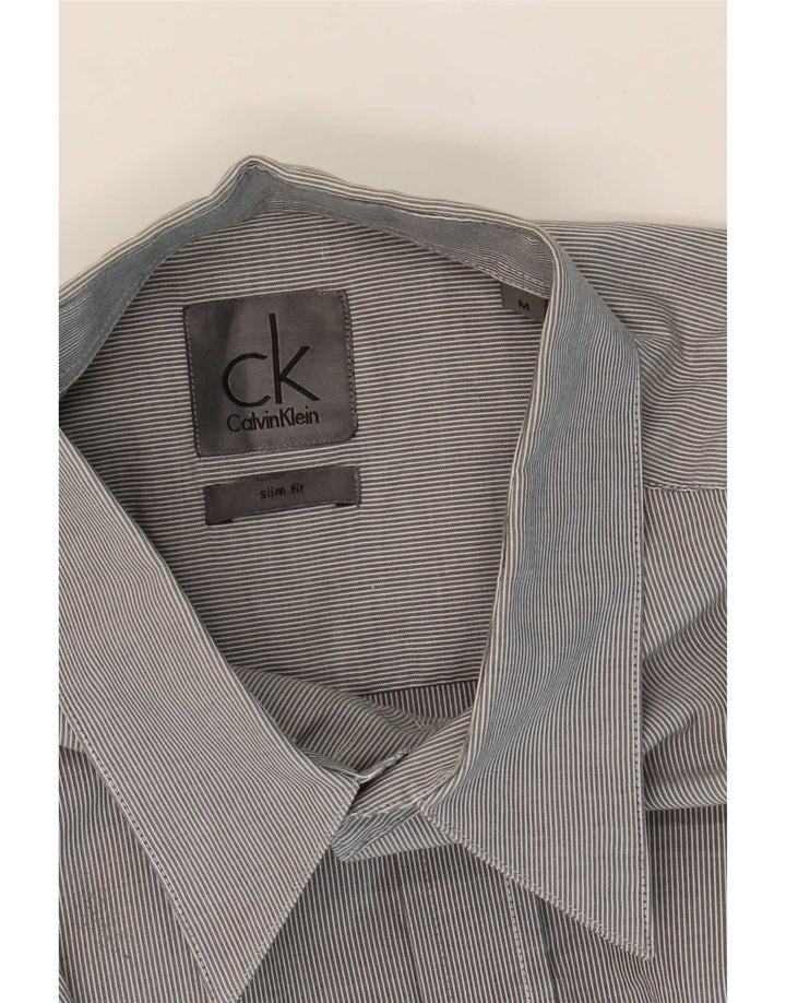 Cămașă pentru bărbați Calvin Klein Slim Fit, bumbac cu dungi gri mediu