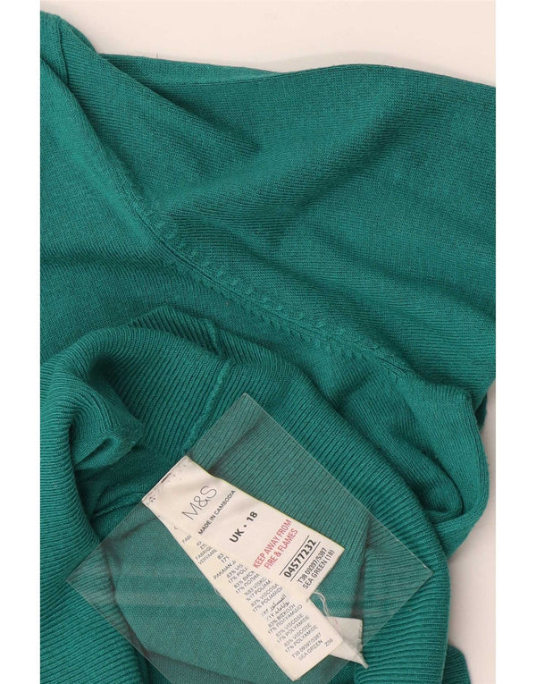 Pulover cu decolteu în V pentru femei Marks & Spencer, UK 18 XL, viscoză verde