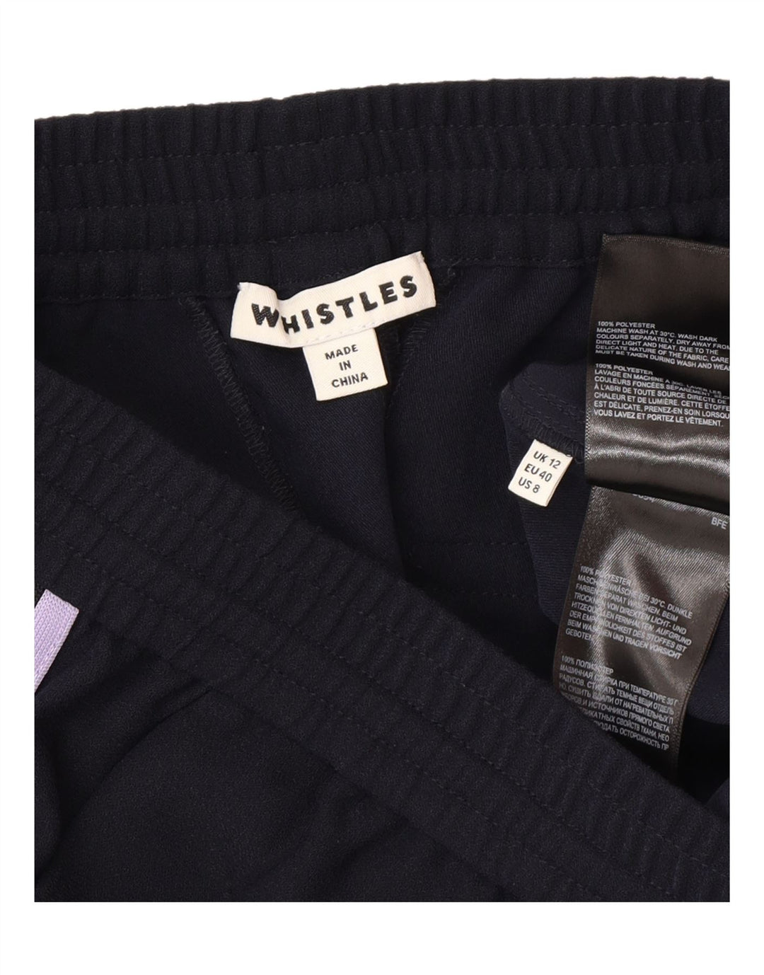 Whistles Pantaloni de trening pentru femei UK 12 Medium Bleumarin Poliester cu dungi