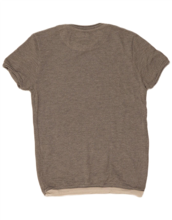 Tricou pentru bărbați Zara Top din bumbac gri mediu