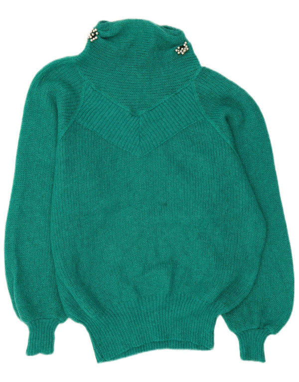 Pulover vintage cu gât țestoasă supradimensionat pentru femei UK 18 XL verde