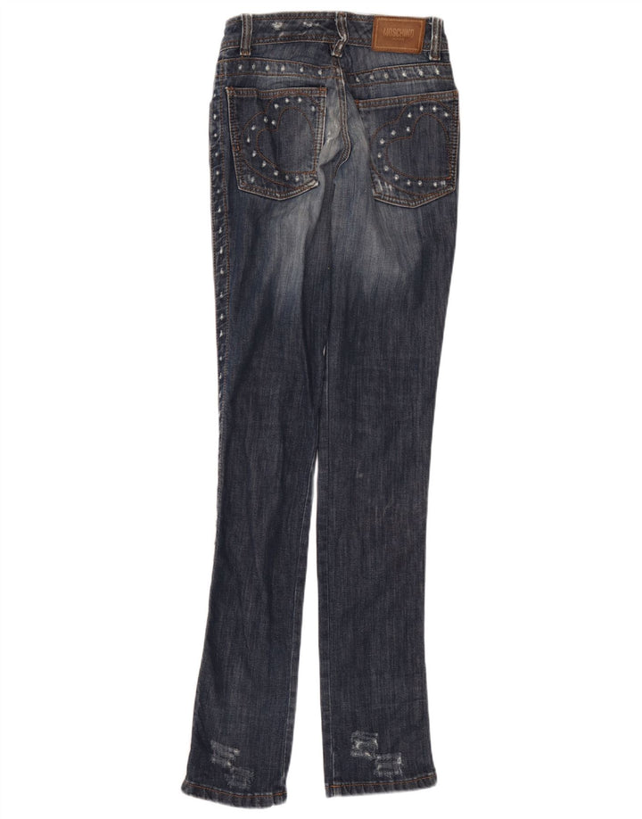 Blugi skinny distressed pentru femei Moschino W27 L34 Albastru