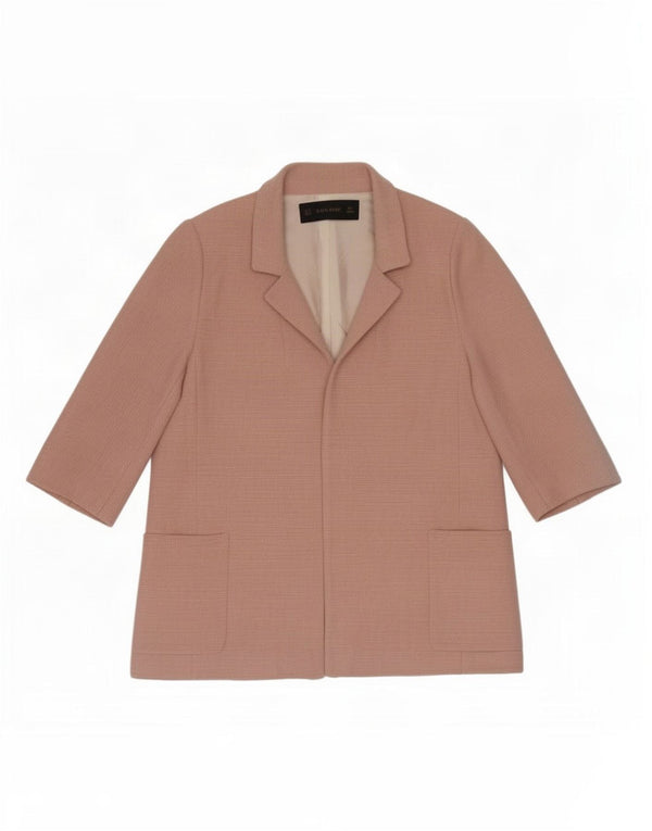 Jachetă pentru femei Zara, supradimensionată, cu mâneci 3/4, blazer deschis, UK 6 XS, roz, viscoză