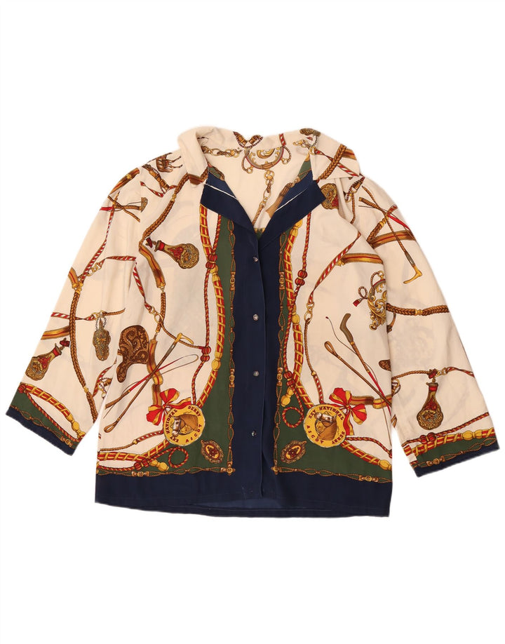 Bluză vintage pentru cămașă de călărie pentru femei UK 14 mare, multicoloră