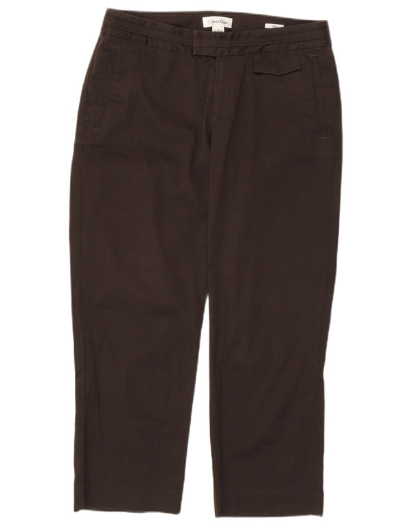 Pantaloni capri drepti Calvin Klein pentru femei US 2 XS W27 L22 maro bumbac