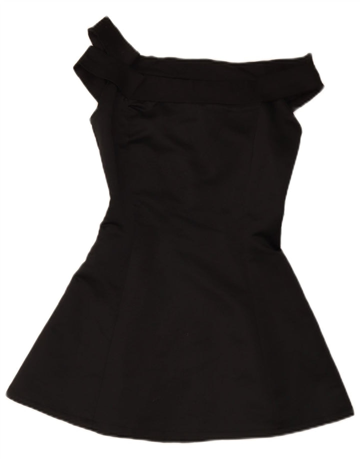 Mini rochie vintage pentru femei cu umăr dezactivat UK 8 Small Black