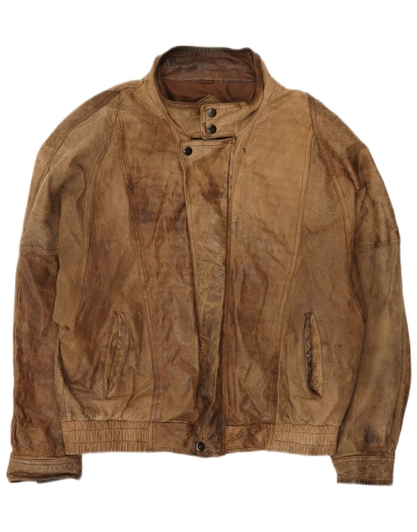 Jachetă de piele vintage pentru bărbați UK 42 XL maro