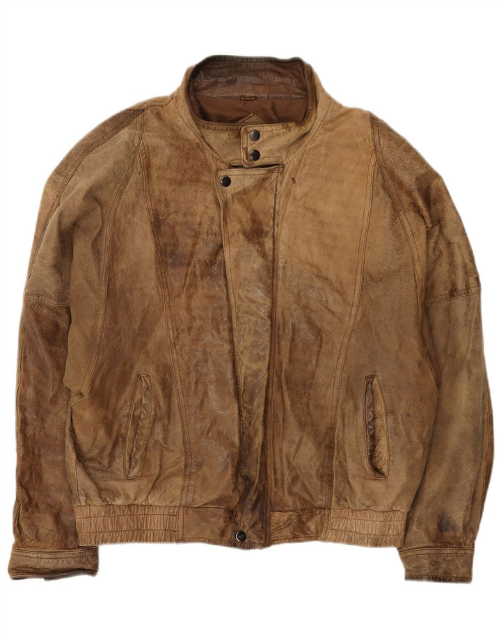 Jachetă de piele vintage pentru bărbați UK 42 XL maro