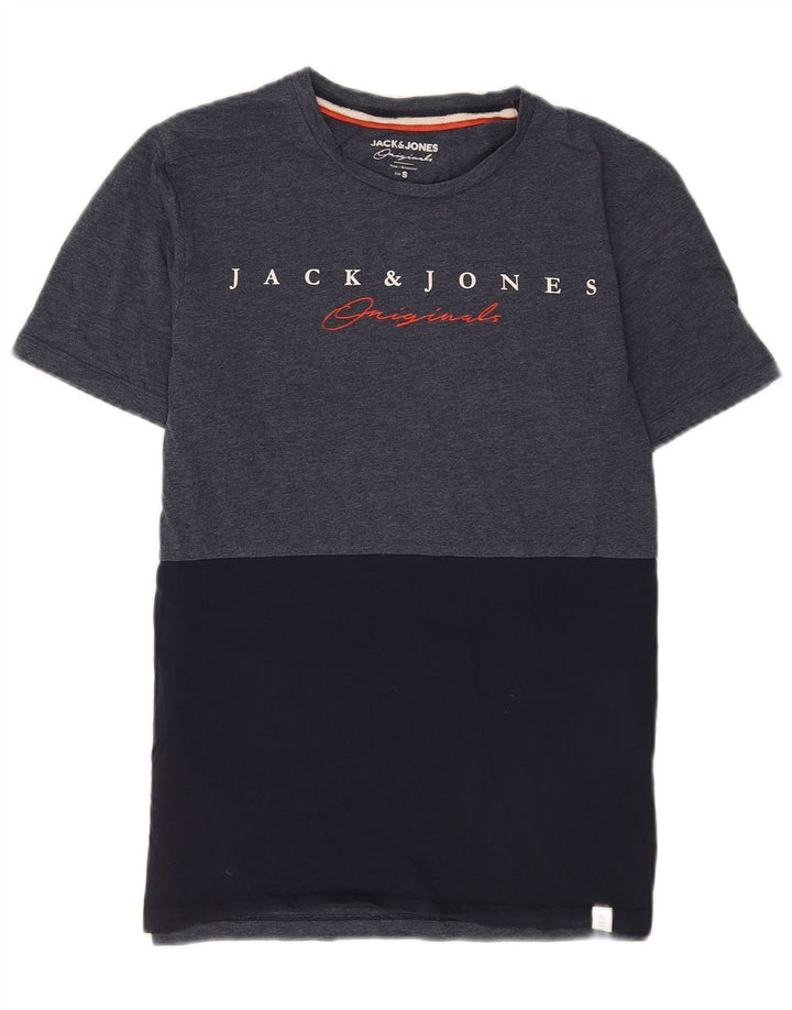 Tricou cu grafică obișnuită Jack & Jones pentru bărbați Top mic, albastru bleumarin, color block
