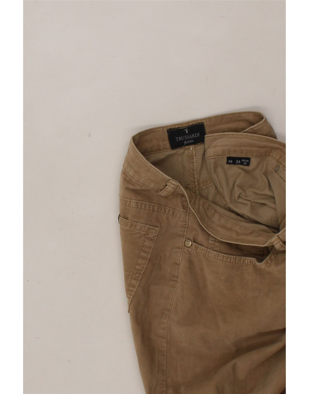 TRUSSARDI Womens Bootcut Cropped Trousers W32 L25 Beige Vintage Trussardi and Second-Hand Trussardi from Messina Hembry 