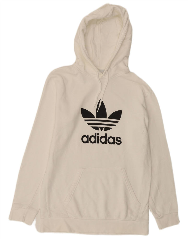 Pulover cu glugă cu grafică Adidas pentru bărbați, mic, alb