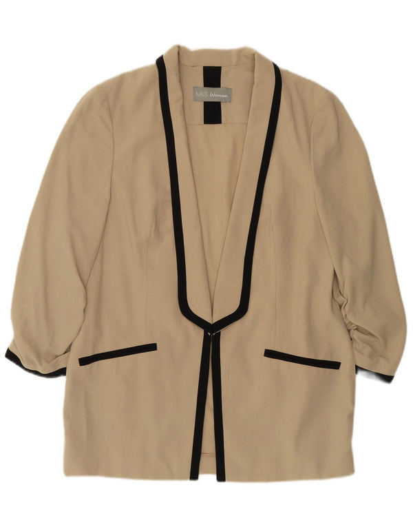 Marks & Spencer Womens 3/4 Sleeve Open Blazer Jacket UK 12 Medium Beige