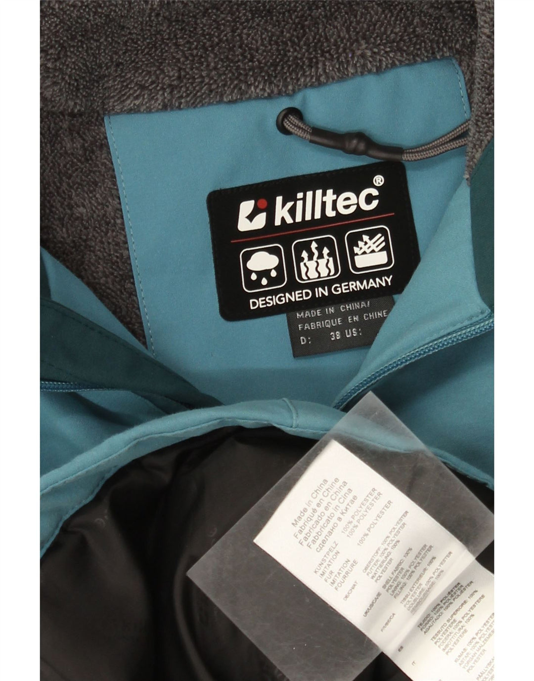 Jachetă de vânt cu glugă Killtec pentru femei EU 38 Albastru mediu Colorblock