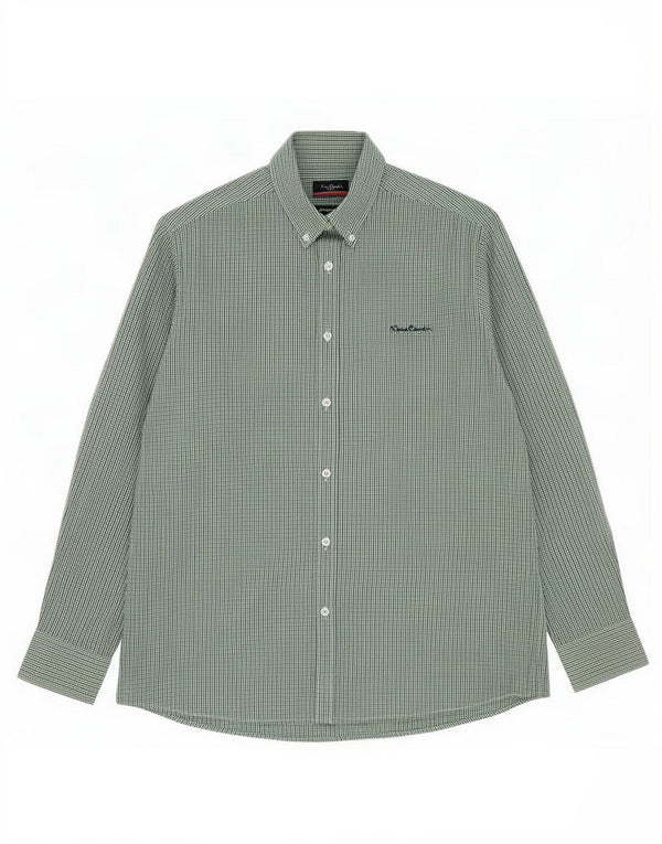 Cămașă pentru bărbați Pierre Cardin Regular Fit XL Verde Poliester Gingham