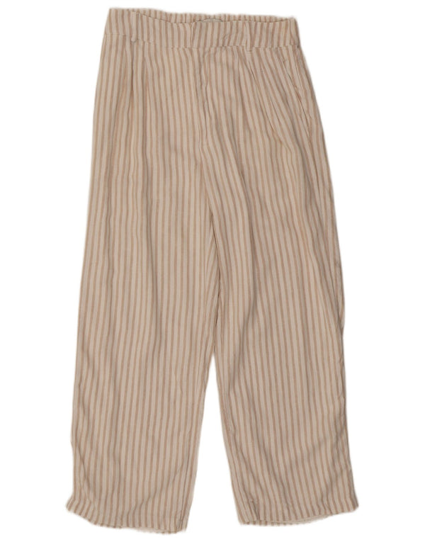 Pantaloni tăiați pentru femei Abercrombie & Fitch Medium W30 L24 Bej cu dungi