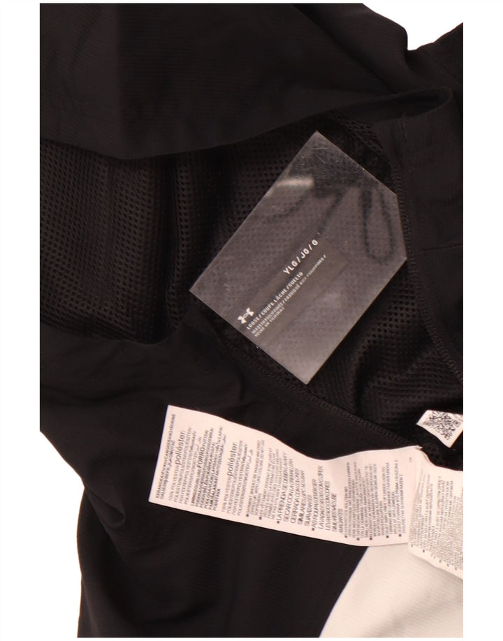 Jachetă de ploaie cu glugă Under Armour pentru băieți, 11-12 ani, mare, neagră