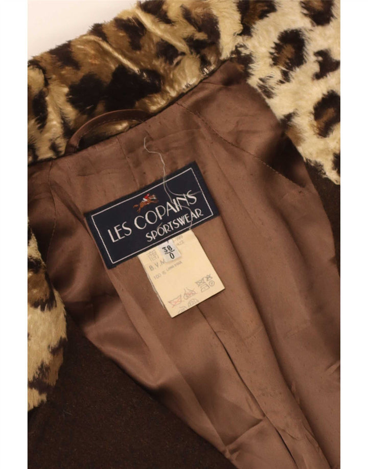 Palton femei Les Copains cu piept dublu EU 38 Maro Mediu Animal Print