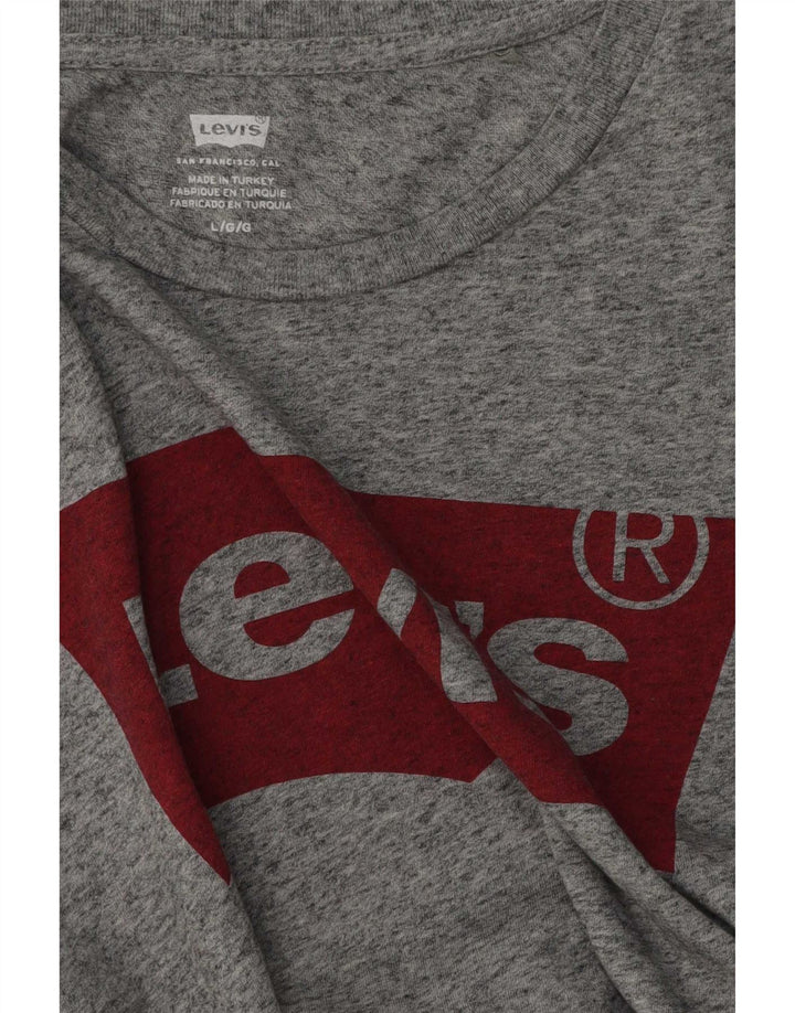 Tricou cu grafic Levi's pentru femei Top UK 16 Large Grey Flecked