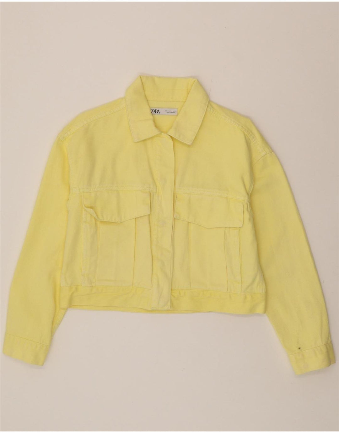 ZARA Womens Denim Jacket UK 14 Medium Yellow Cotton Vintage Zara and Second-Hand Zara from Messina Hembry 